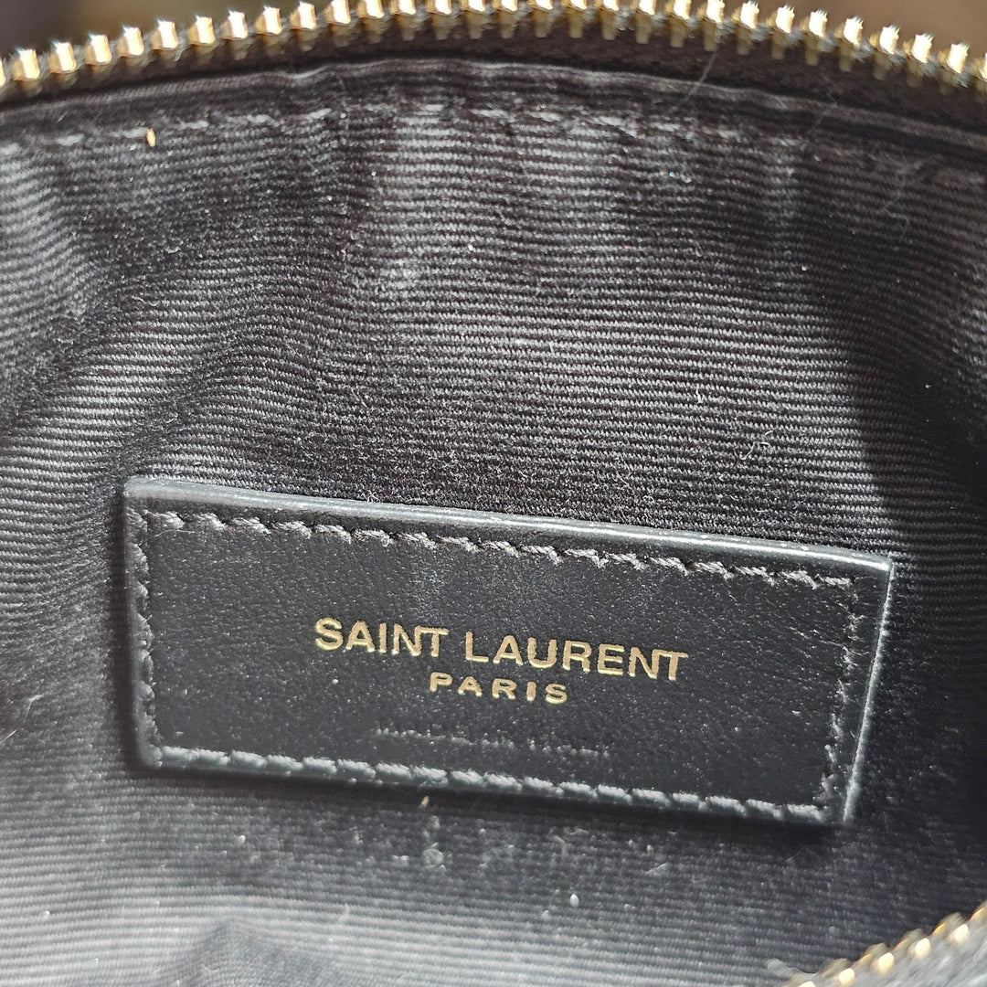 Saint Laurent Mini Sade Quilted Lambskin Leather Tube Bag YSL Monogram Black