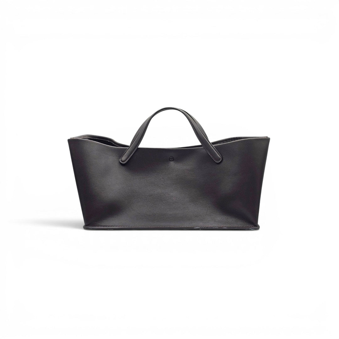 The Row Idaho Large Leather Tote in Dark Brown