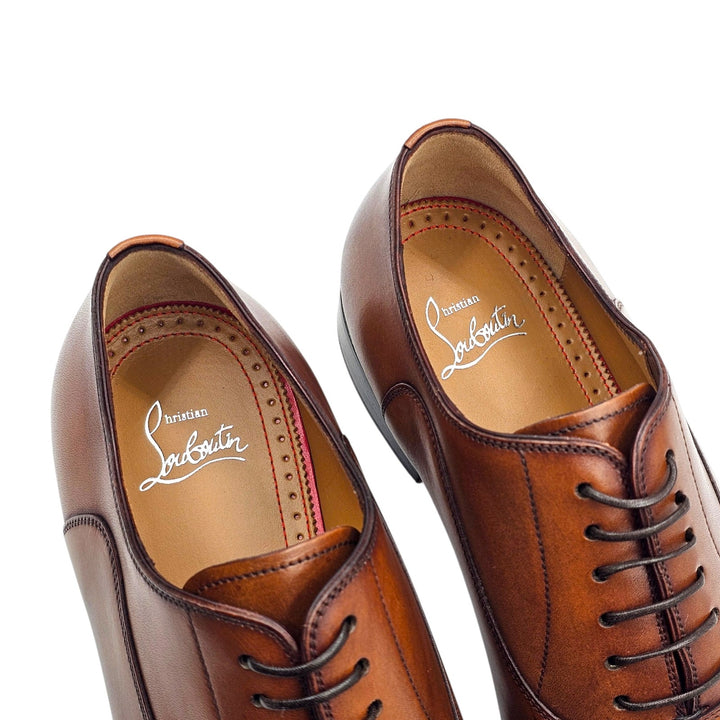 Christian Louboutin Greggo Leather Oxford Shoes Brown EU 42 US 9 - $1050