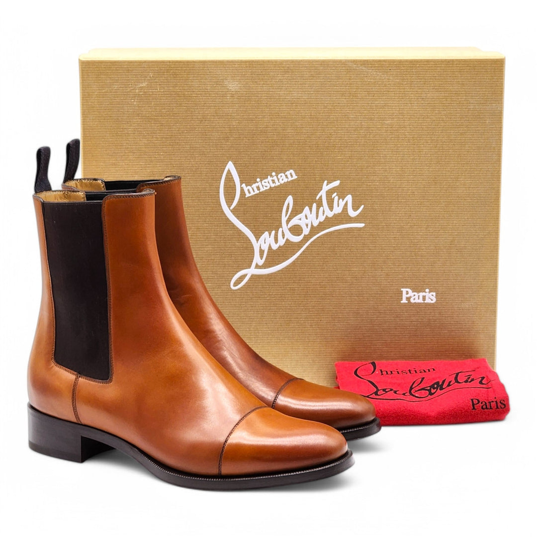 Christian Louboutin Antonio Chelsea Leather Boots Brown EU 40 US 7