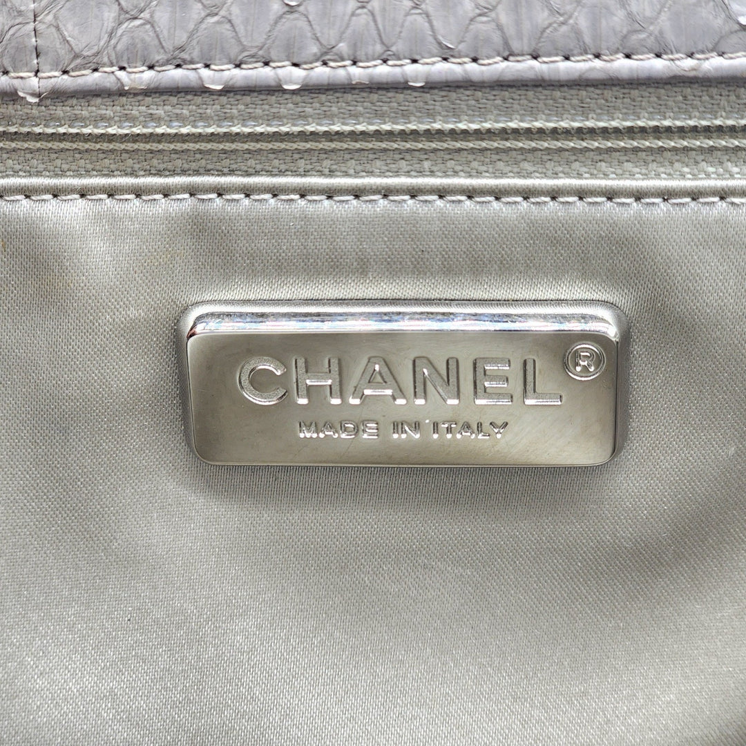 Chanel Python Easy Carry Medium Classic Flap Bag Top Handle Beige