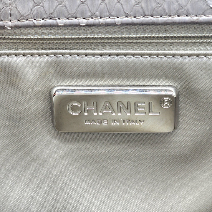 Chanel Python Easy Carry Medium Classic Flap Bag Top Handle Beige