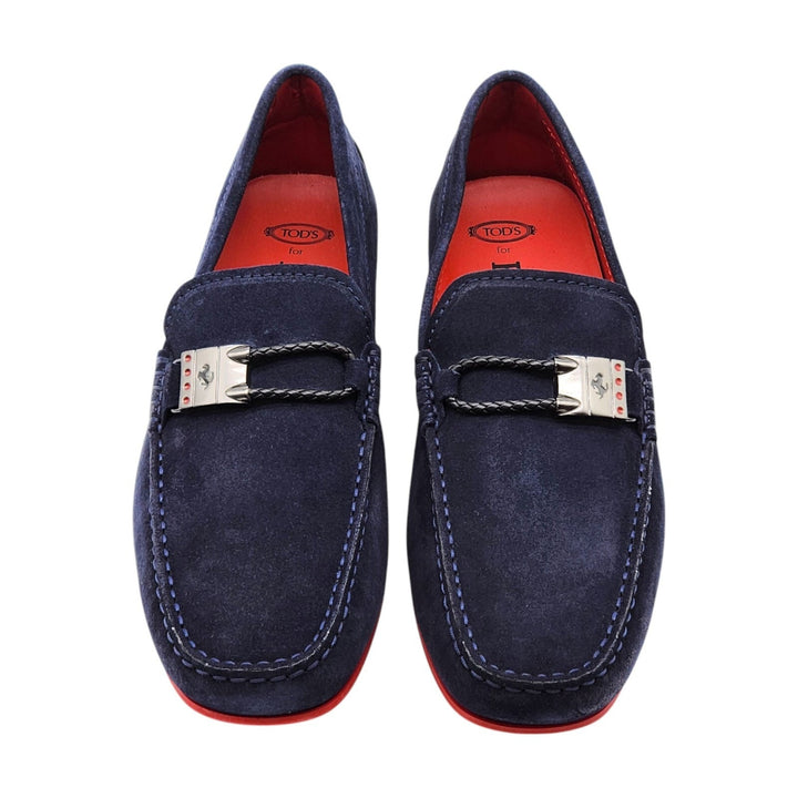 Tod’s for Ferrari Suede Gommino Driving Loafers Navy Blue UK 7 US 8