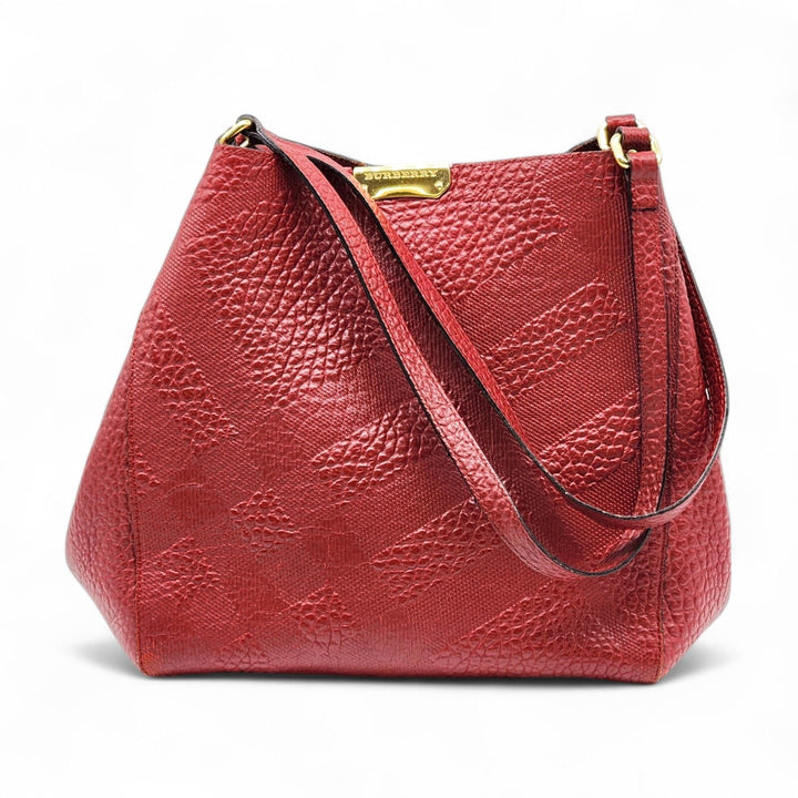 Burberry Canterbury Leather Shoulder Bag Tote in red