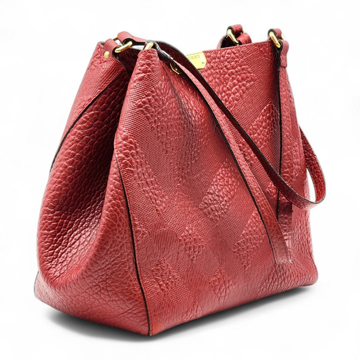 Burberry Canterbury Leather Shoulder Bag Tote in red