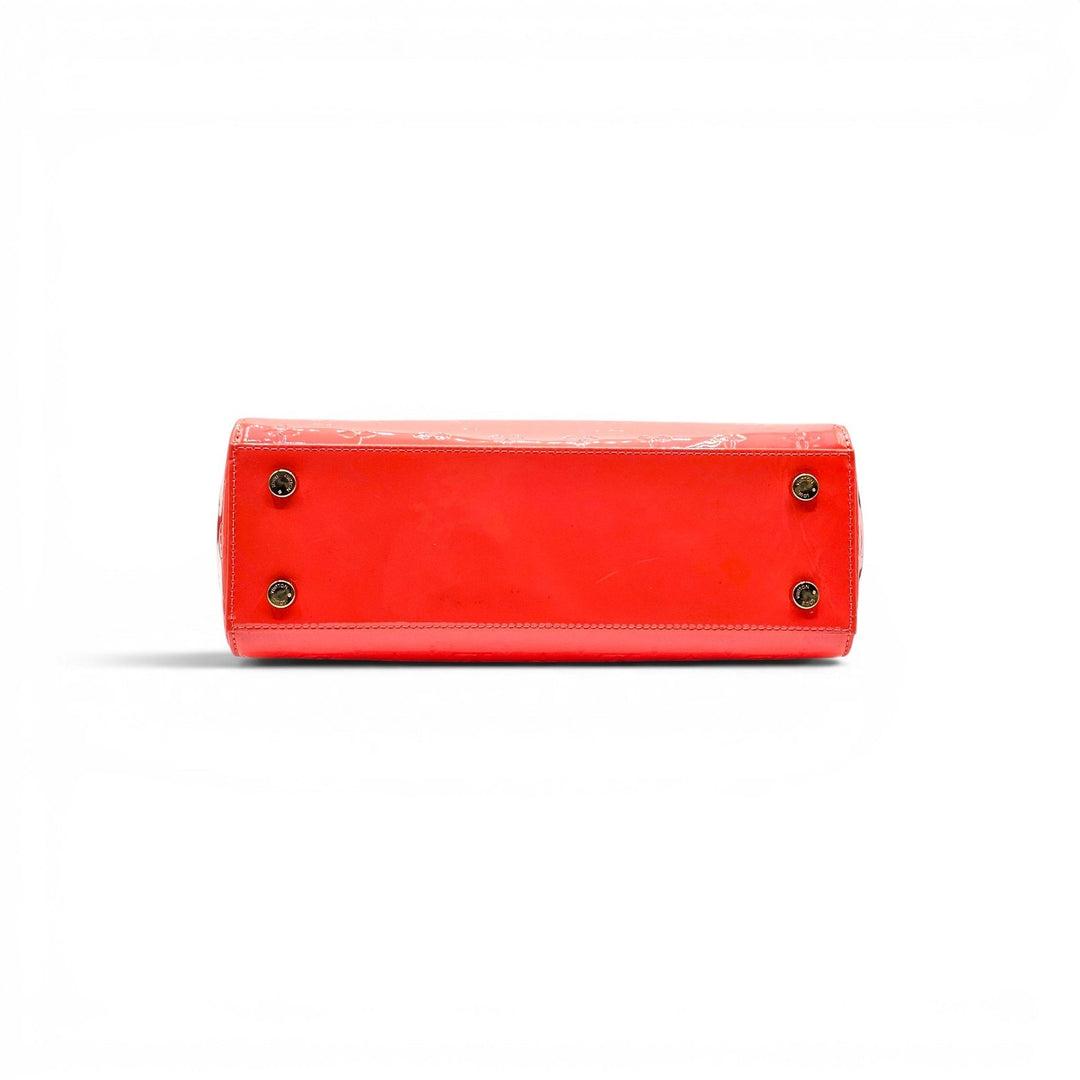 Louis Vuitton 2014 Monogram Vernis Brea MM Coral Red Satchel Shoulder Bag