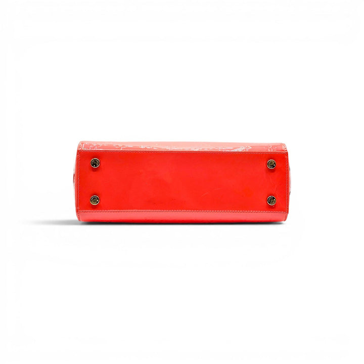 Louis Vuitton 2014 Monogram Vernis Brea MM Coral Red Satchel Shoulder Bag
