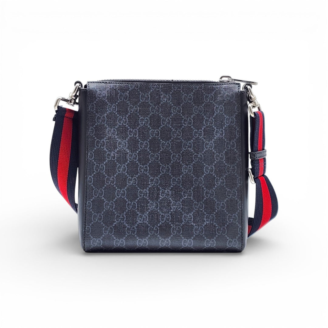 Gucci GG Supreme Small Messenger Crossbody Bag Black Gray 792082 - $1580