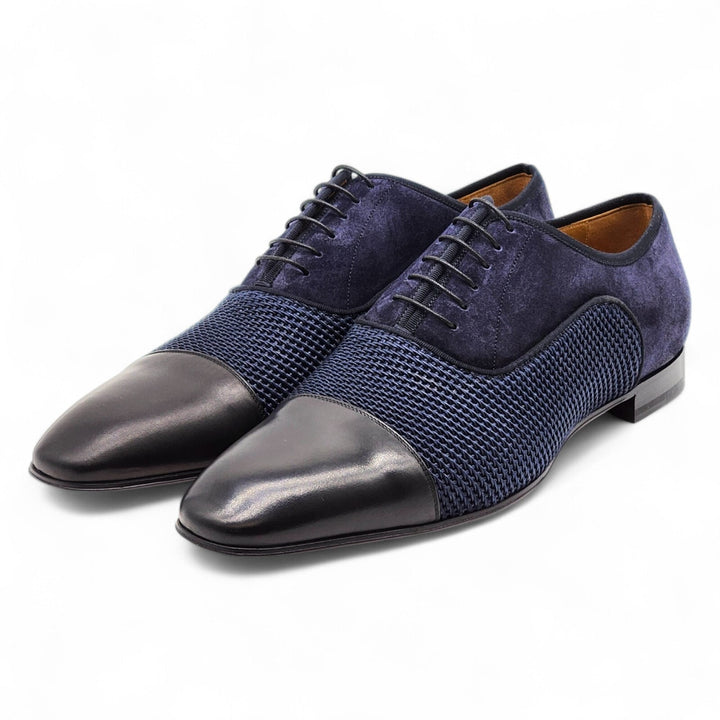 Christian Louboutin Greggo Leather and Suede Oxford Shoes Blue EU 46 US 13