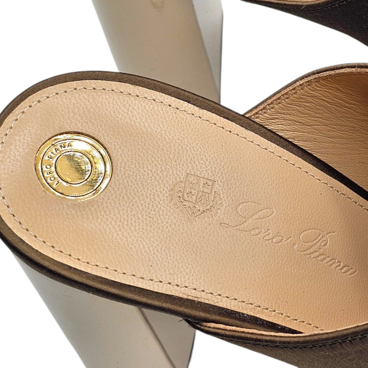 Loro Piana Alba Heeled Mules Olive Shadow FAR1163 51MM EU 38 US 8 - NWOB $1900