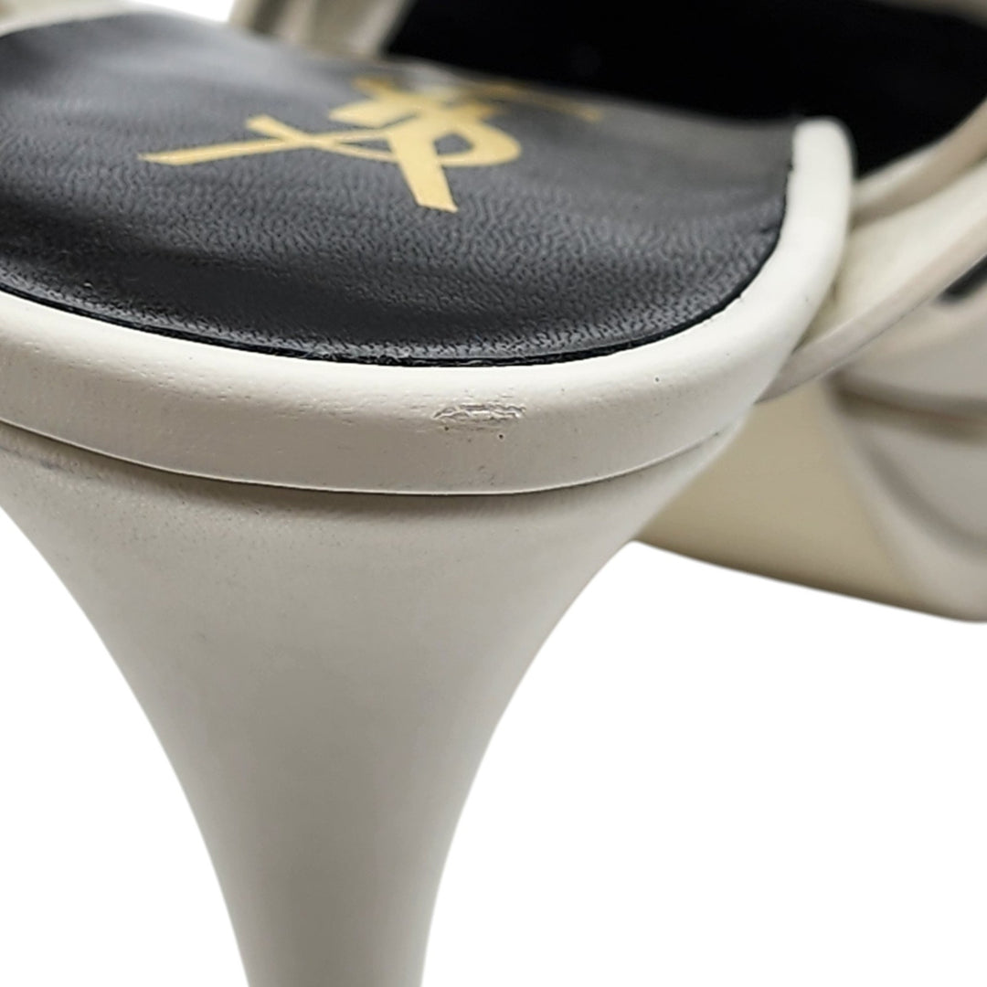 Saint Laurent Tribute Platform Leather Sandals Pumps White EU 39 US 8.5 - $1100