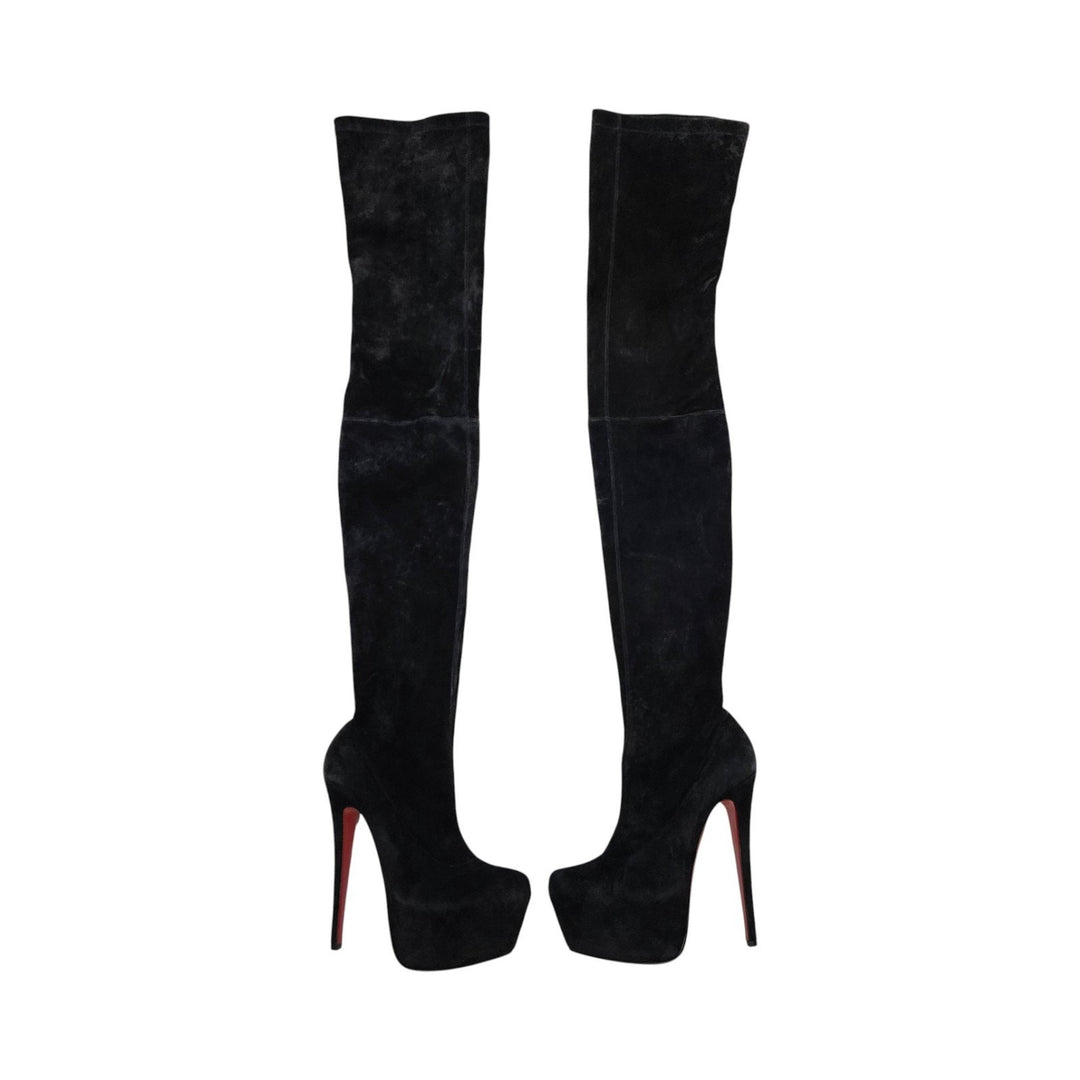 Christian Louboutin Gazolina Over the Knee Platform Suede Boots EU 37 US 6.5
