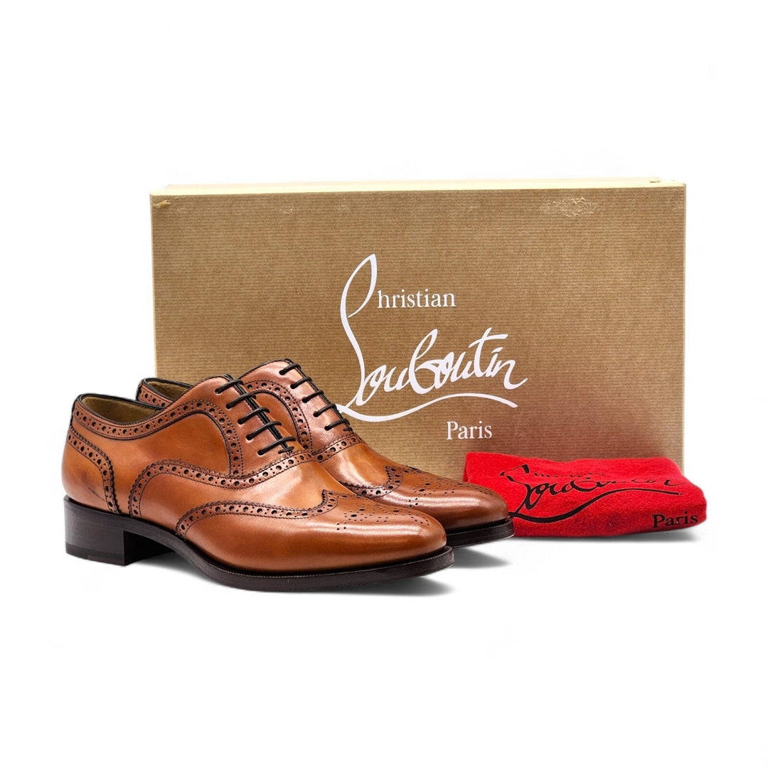 Christian Louboutin Brogue Leather Oxford Shoes Brown EU 39 US 6