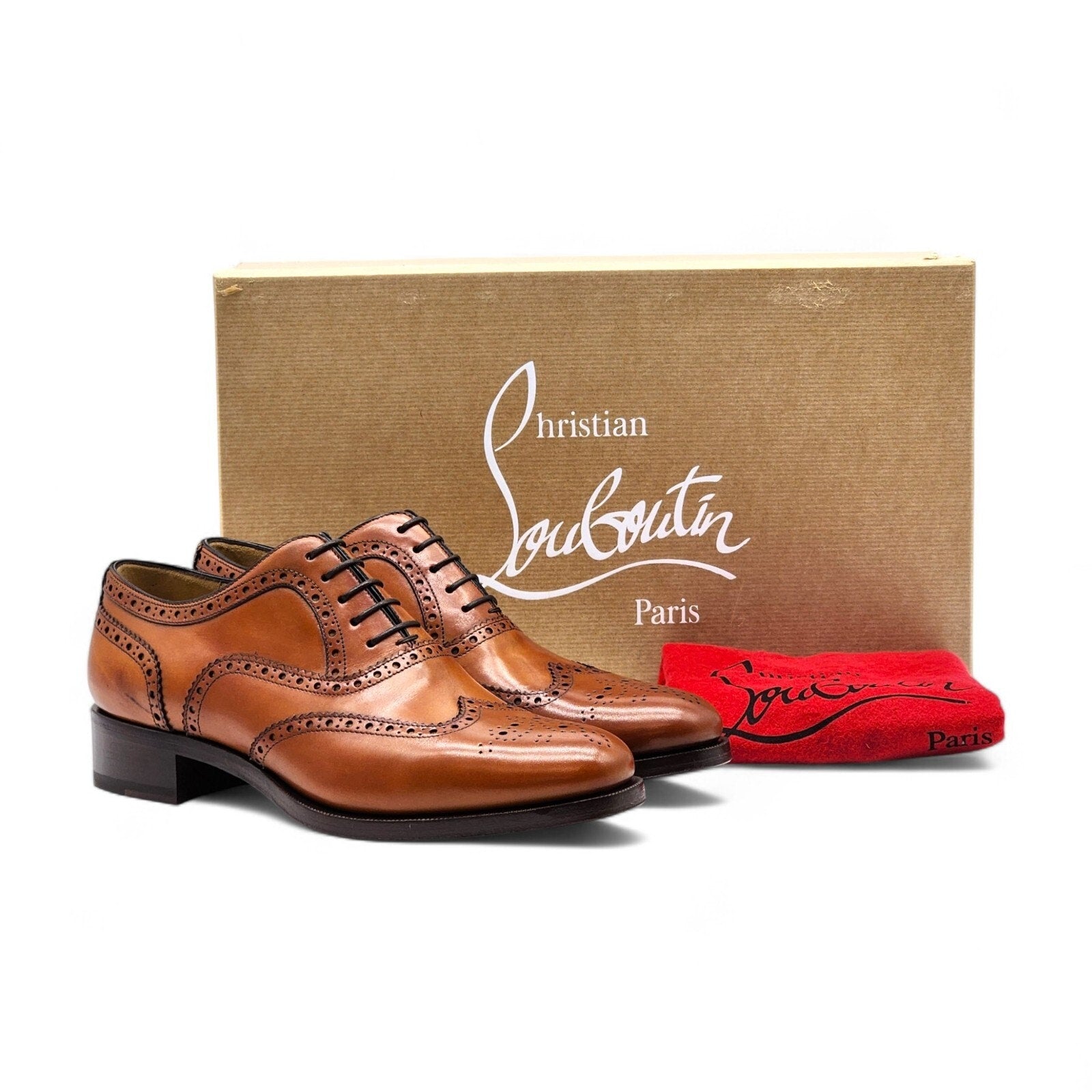 christian louboutin brown dress shoes Christian Louboutin Brogue Leather Oxford Shoes Brown EU 39 US 6