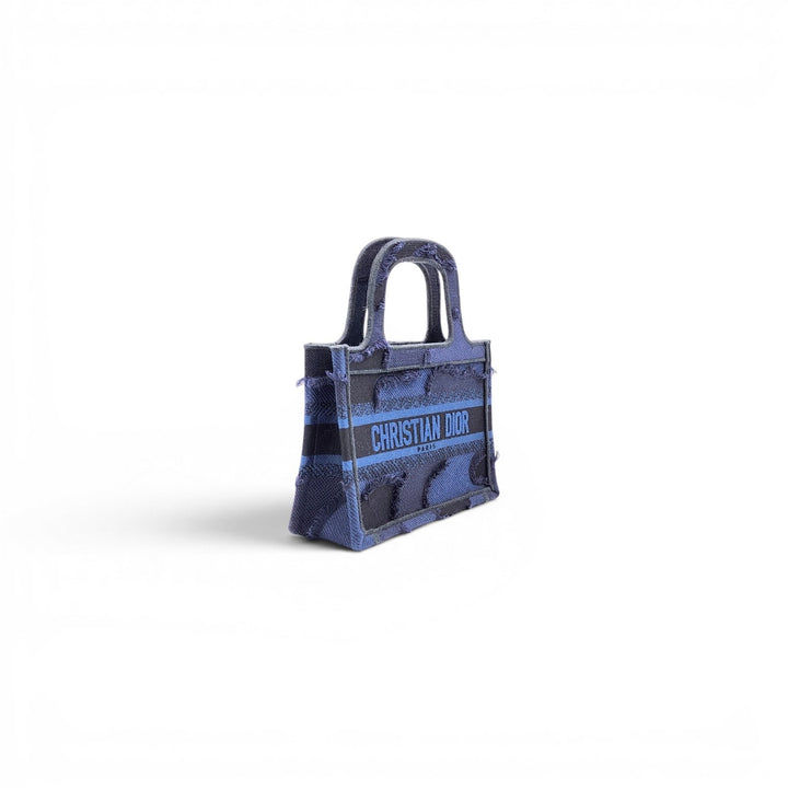 Dior Mini Book Tote Bag Frayed Camouflage Blue Denim Canvas Rare Collector's