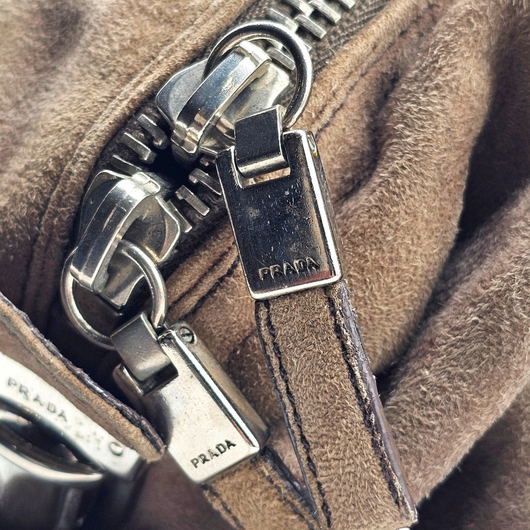 Prada Vintage Scamosciato Suede Shoulder Bag BR2630 in Tan Brown