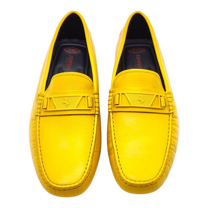Tod’s for Ferrari Gommino Driving Leather Loafers Yellow UK 7.5 US 9