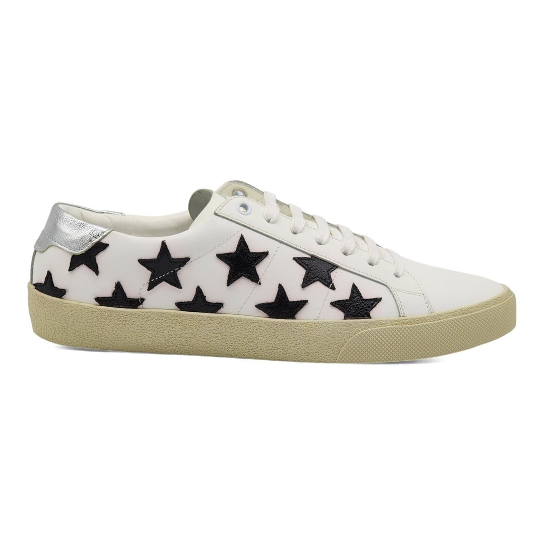 Saint Laurent Paris Court Stars Leather Sneakers White EU 41 US 8