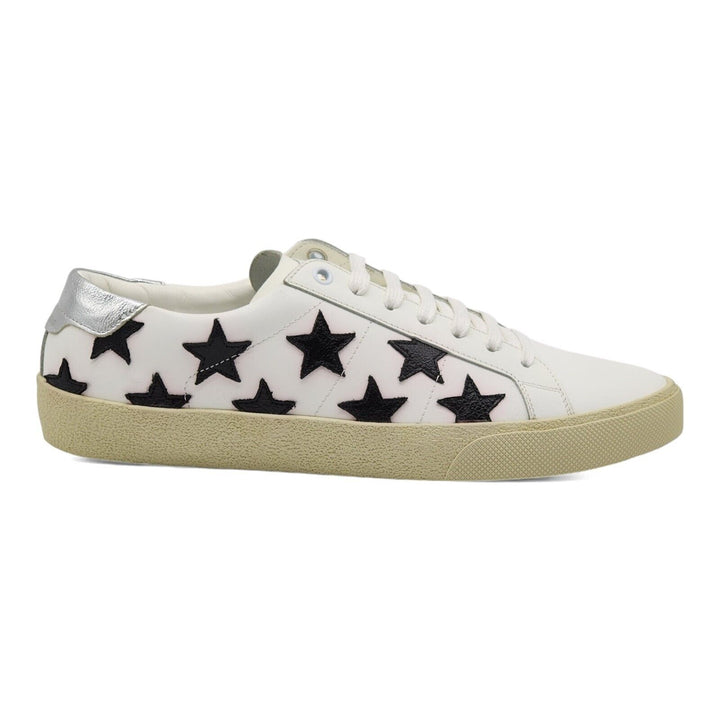 Saint Laurent Paris Court Stars Leather Sneakers White EU 41 US 8