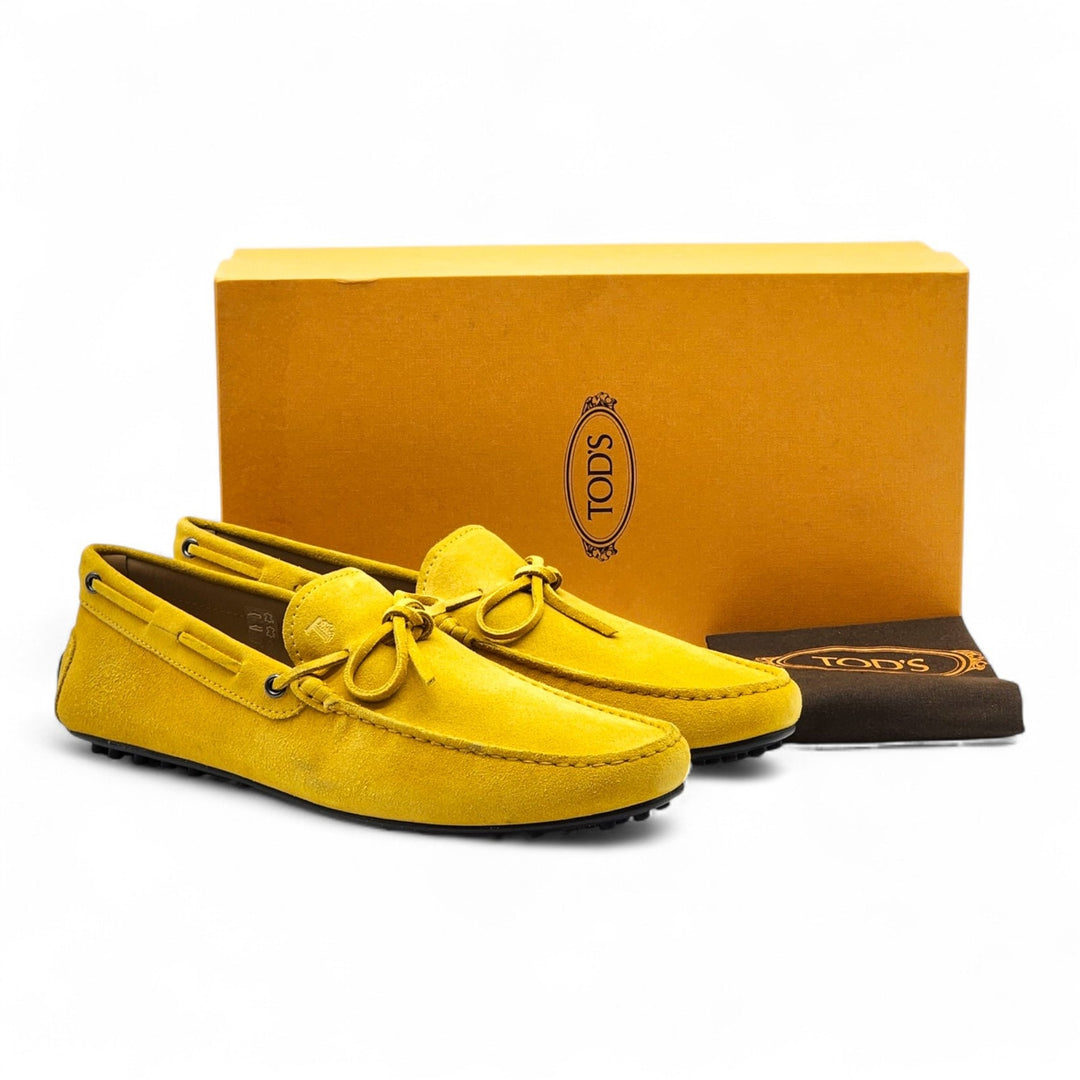 Tod's City Gommino Driving Men's Suede Loafers Yellow UK 11 US 12.5