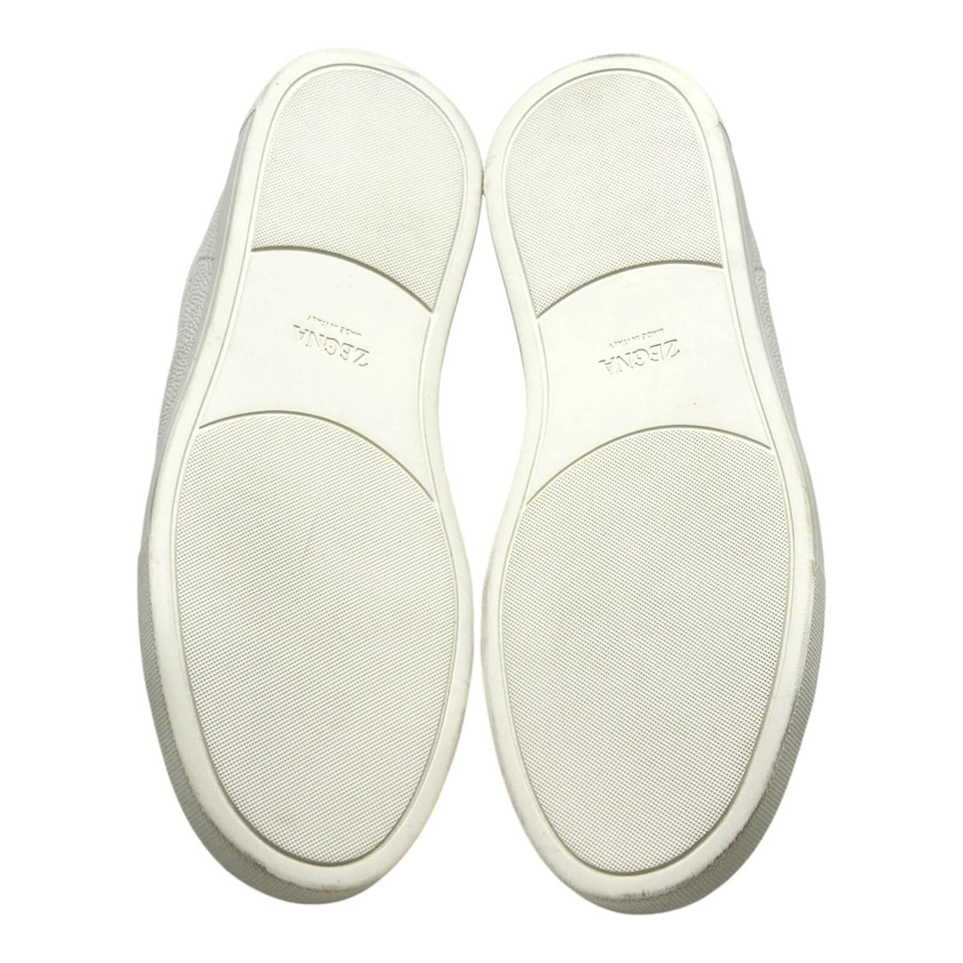 Zegna Triple Stitch Leather Sneakers in White US 12 UK 11