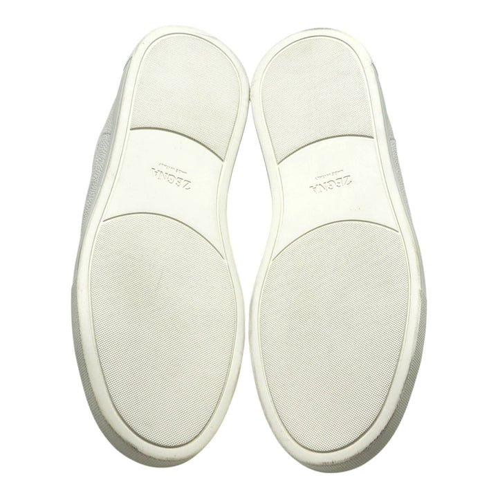 Zegna Triple Stitch Leather Sneakers in White US 12 UK 11