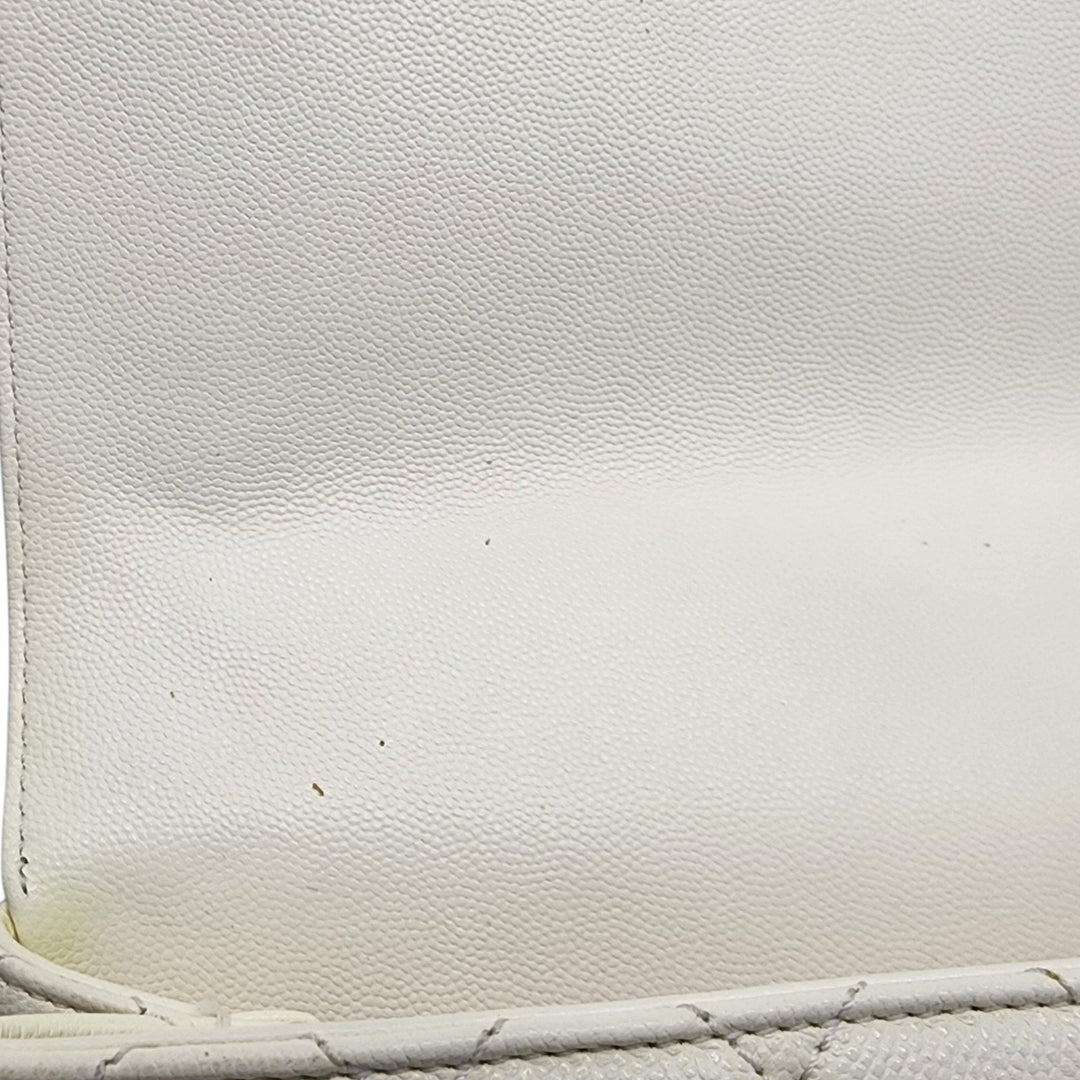 Chanel Coco Top Handle Leather Flap Shoulder Bag White - Preowned