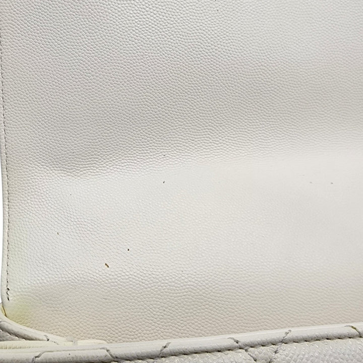 Chanel Coco Top Handle Leather Flap Shoulder Bag White - Preowned