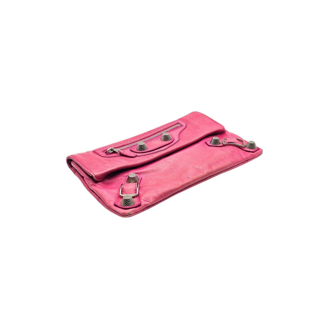 Balenciaga Motorcross Giant 21 Envelope Clutch Bag Pink Leather Mirror 186182