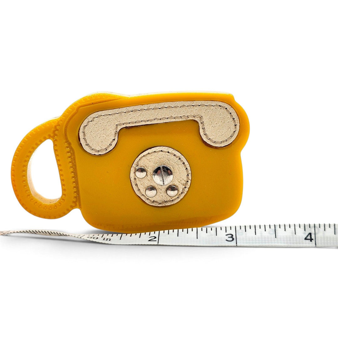 Prada Vintage Telephone Brooch Resin Leather Yellow 2AJ376 1RE F0010