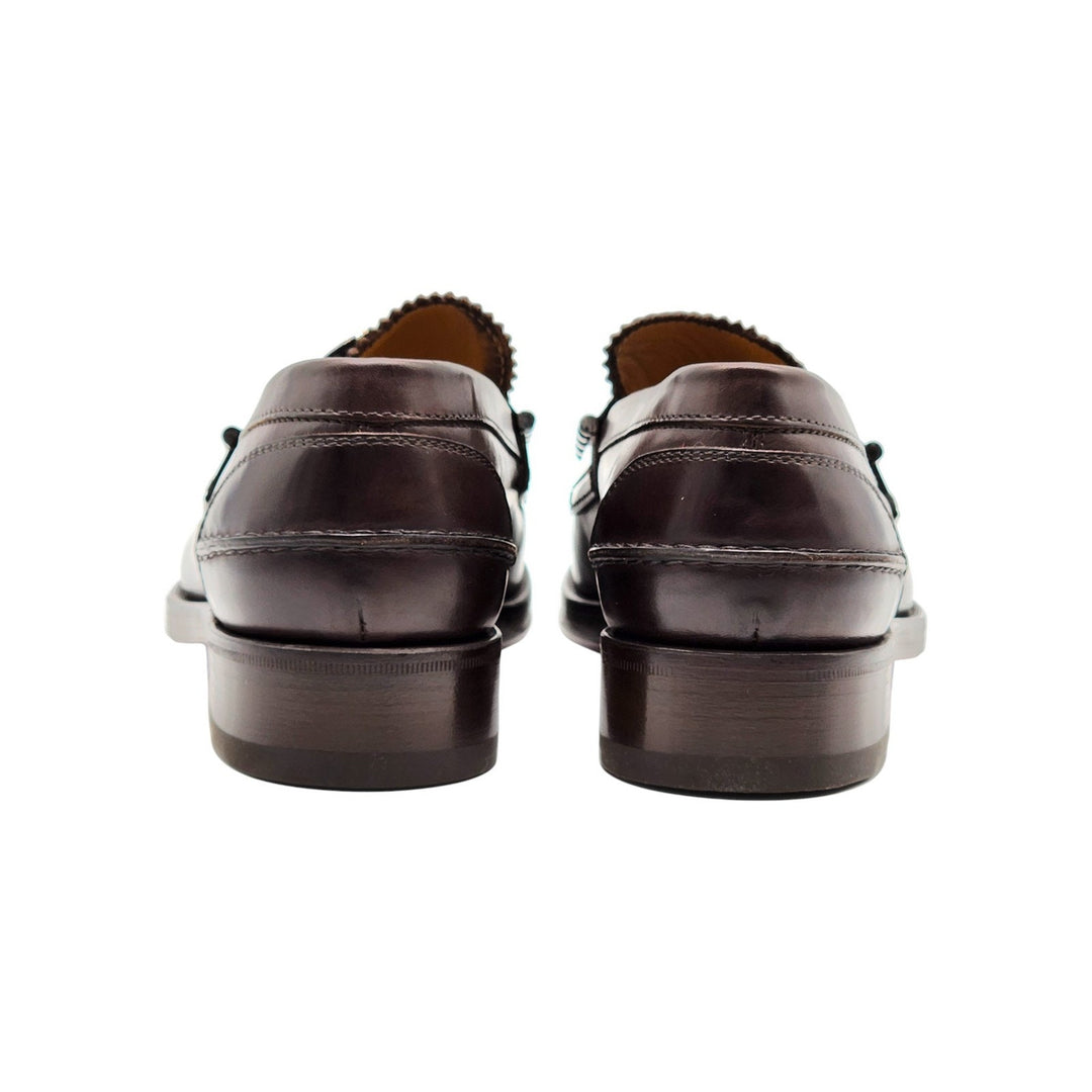 Christian Louboutin Leather Loafers with Metal Ornament Brown EU 40.5 US 7.5 NWB