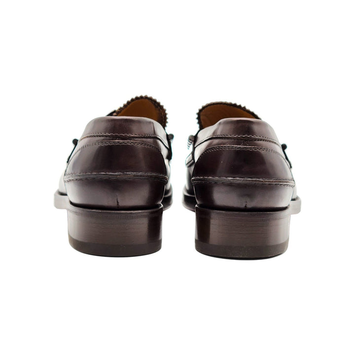 Christian Louboutin Leather Loafers with Metal Ornament Brown EU 40.5 US 7.5 NWB