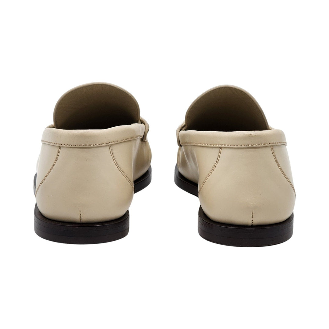 Saint Laurent YSL Monogram Leather Loafers Marble White