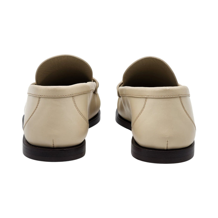 Saint Laurent YSL Monogram Leather Loafers Marble White