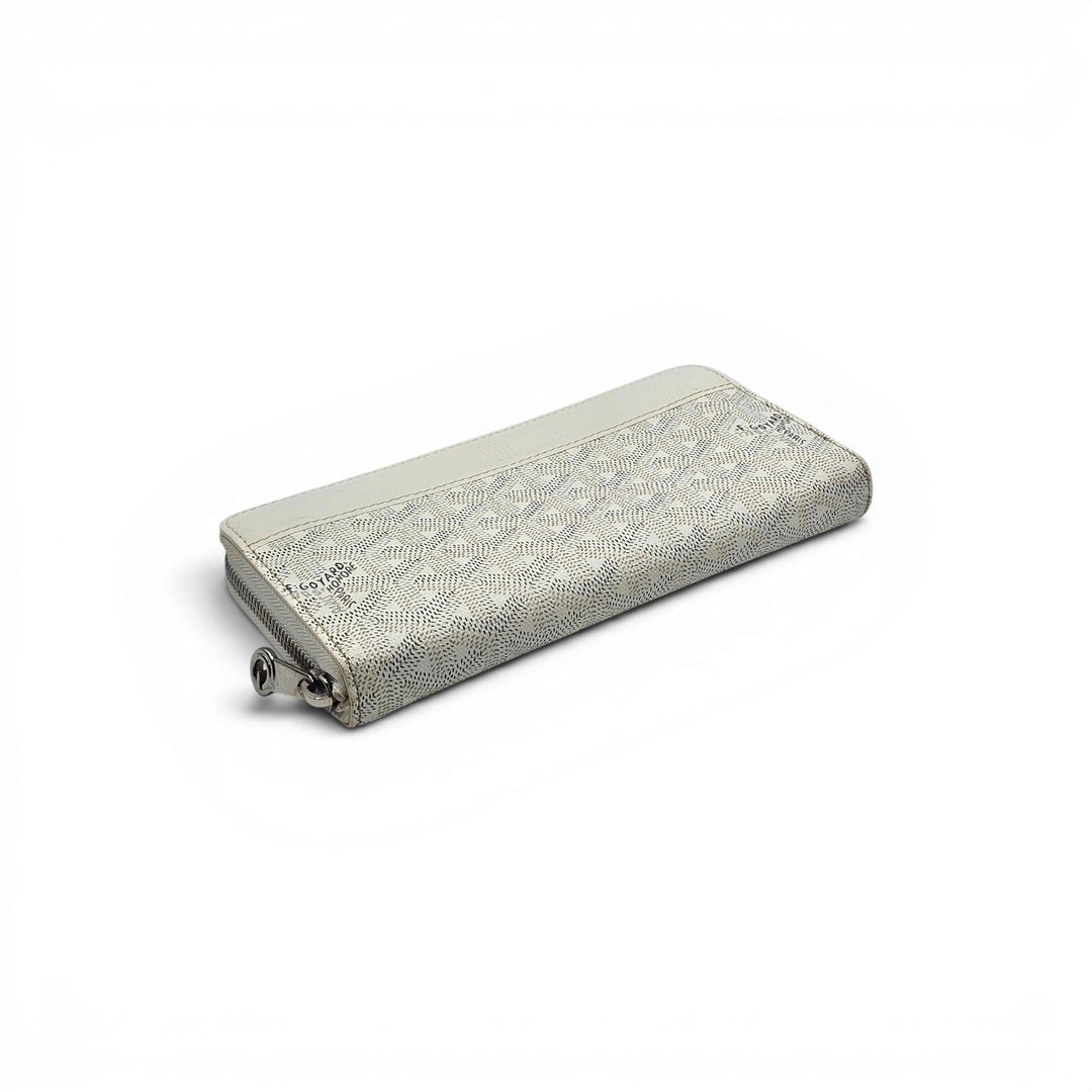 Goyard Goyardine White Matignon GM Wallet Palladium Hardware - New