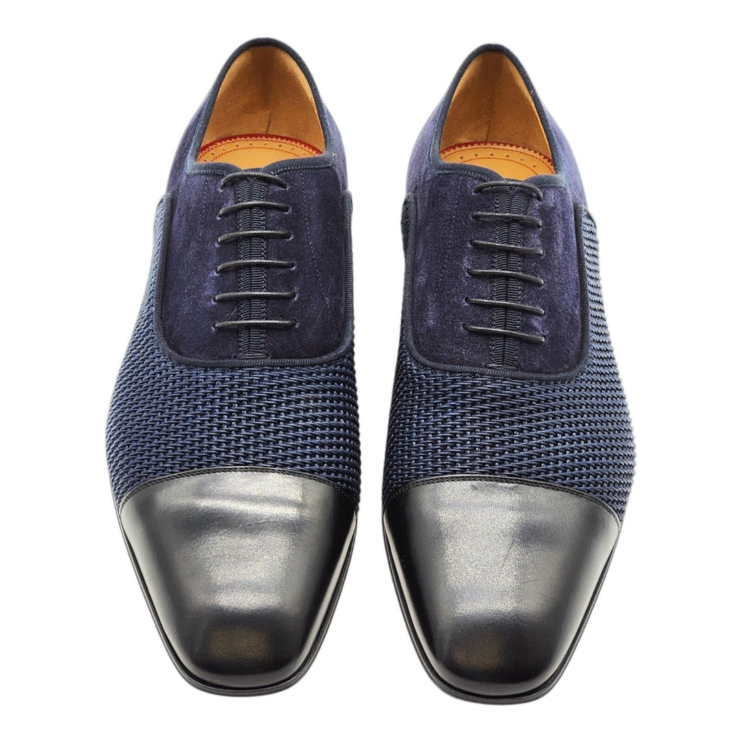 Christian Louboutin Greggo Leather and Suede Oxford Shoes Blue EU 42 US 9