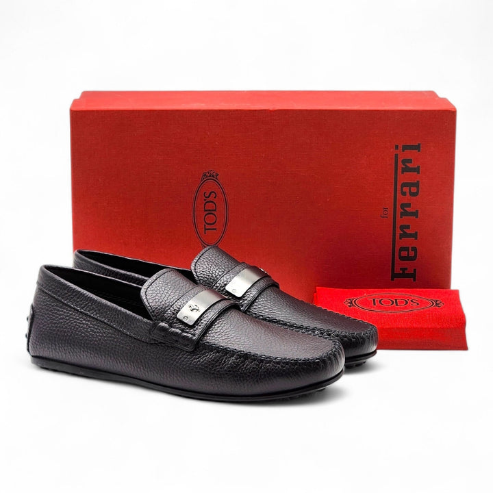 Tod’s for Ferrari Gommino Driving Leather Loafers Black UK 7 US 8.5