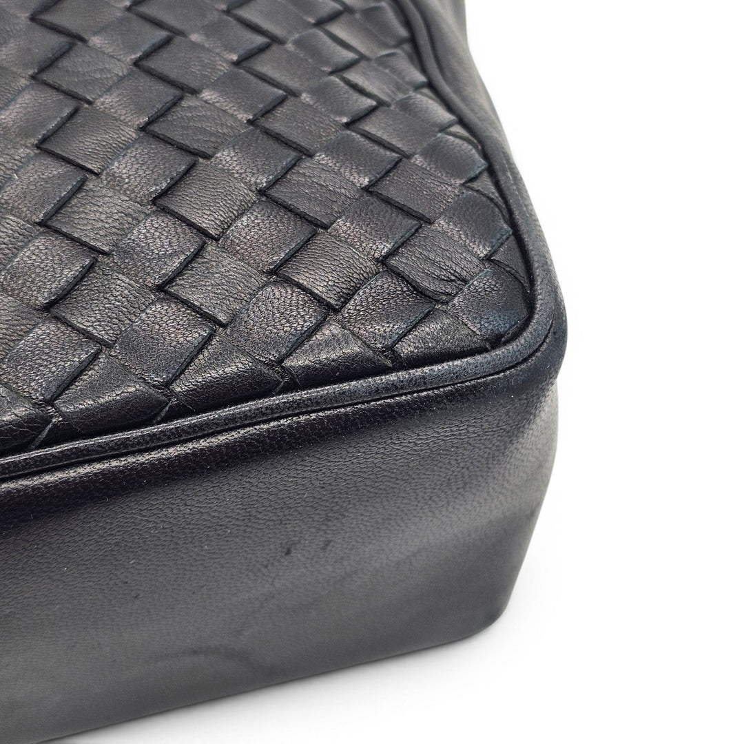 Bottega Veneta Small Tote Bag Black Nappa Leather Intrecciato Parachute Woven
