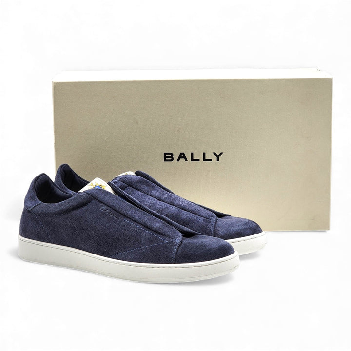 Bally Crest Romy Suede Slip-On Sneakers Navy Blue