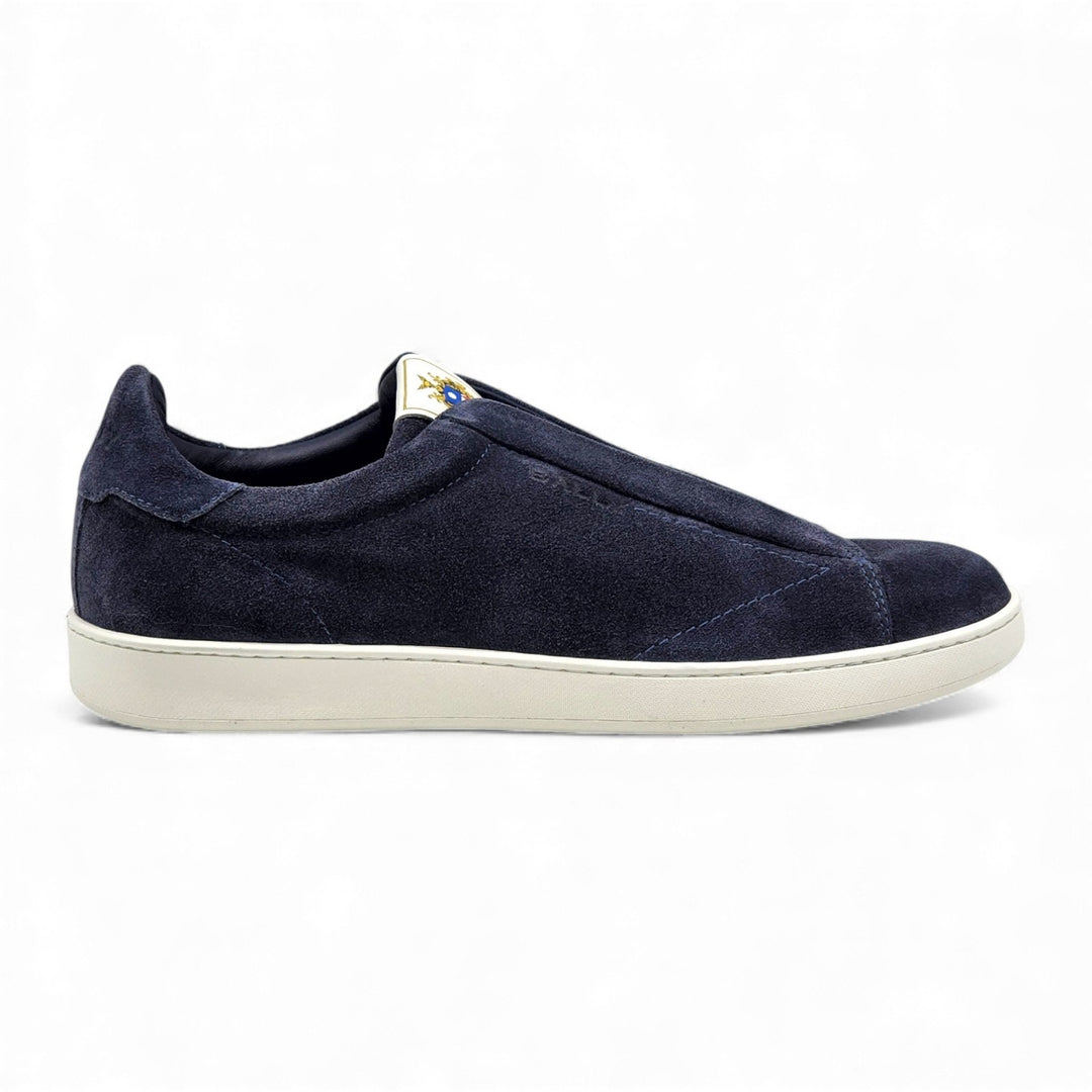 Bally Crest Romy Suede Slip-On Sneakers Navy Blue