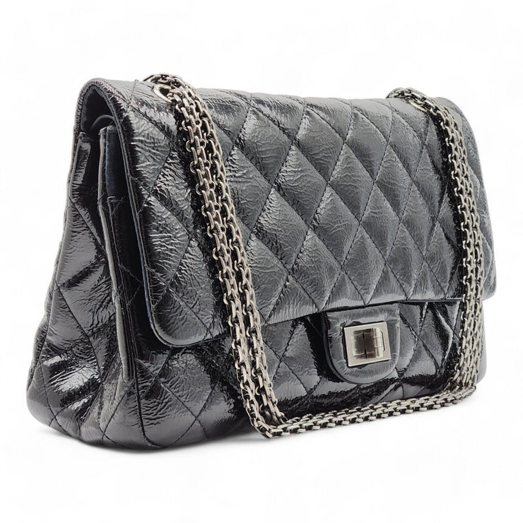 Chanel Classic 2.55 Reissue Jumbo Double Flap Bag - Quilted Patent Leather Black