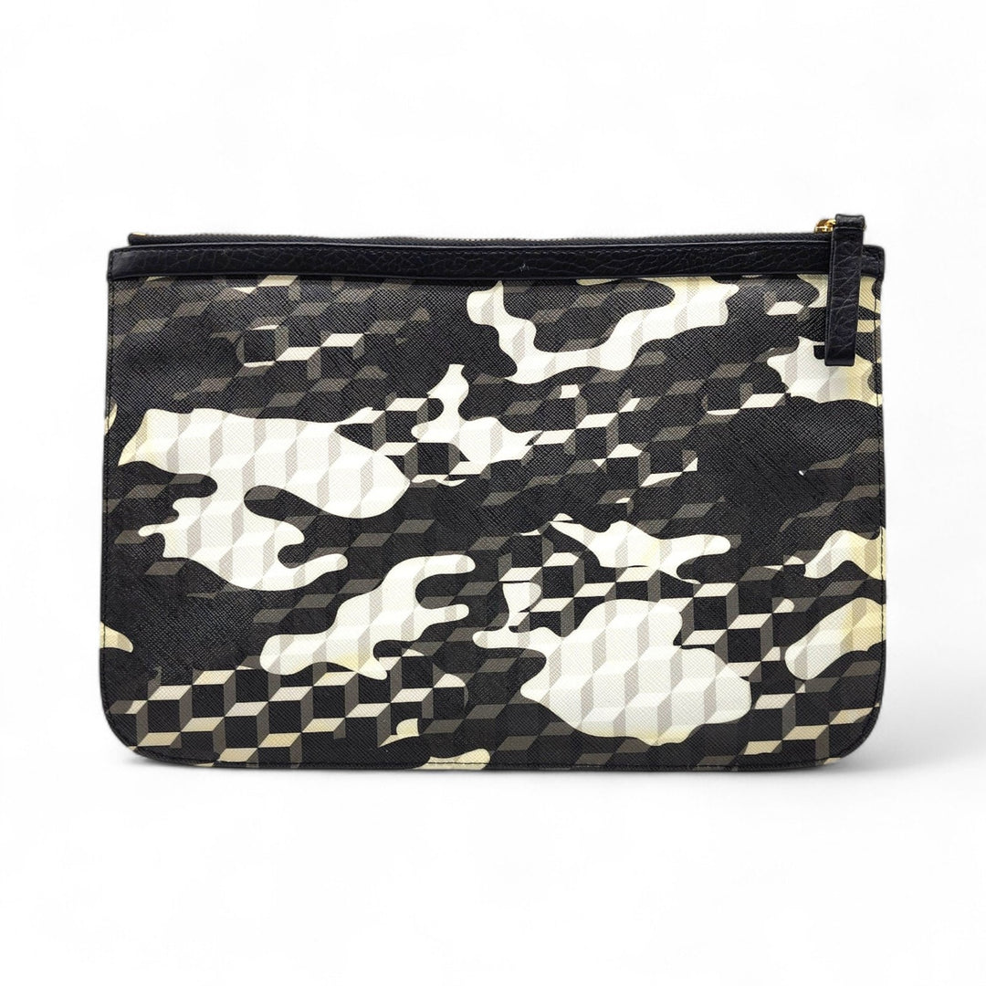 Pierre Hardy Camouflage Geometric Print Pouch in Black White - Mint Condition