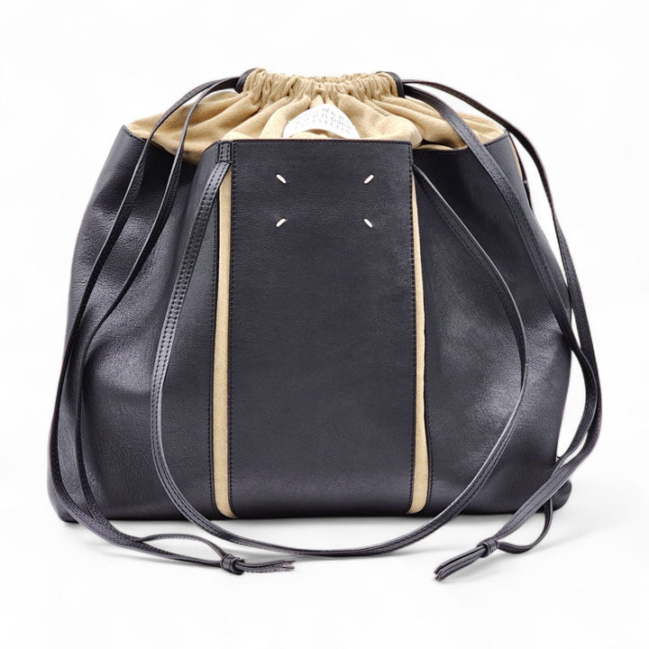 Maison Margiela Four Stitches Leather Large Tote Bag in Black