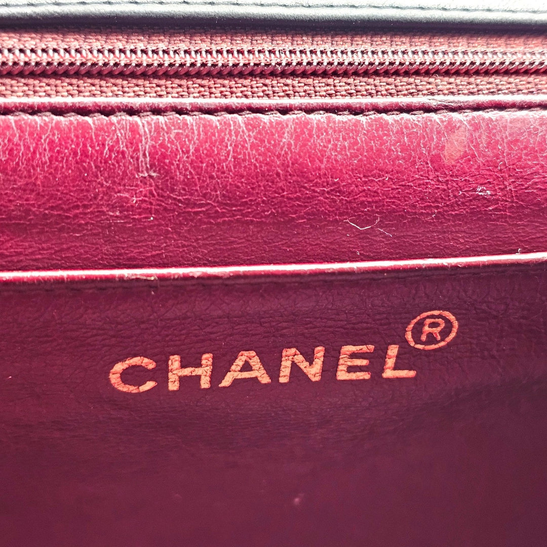 Vintage Chanel Black Quilted Lambskin Flap Shoulder Bag with Gold Hardware