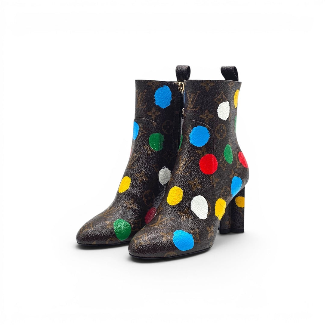 Louis Vuitton x Yayoi Kusama Monogram Dots Coated Ankle Boots EU 35 US 5 - NWB