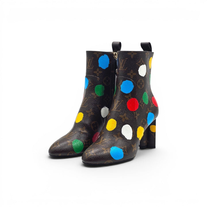 Louis Vuitton x Yayoi Kusama Monogram Dots Coated Ankle Boots EU 35 US 5 - NWB