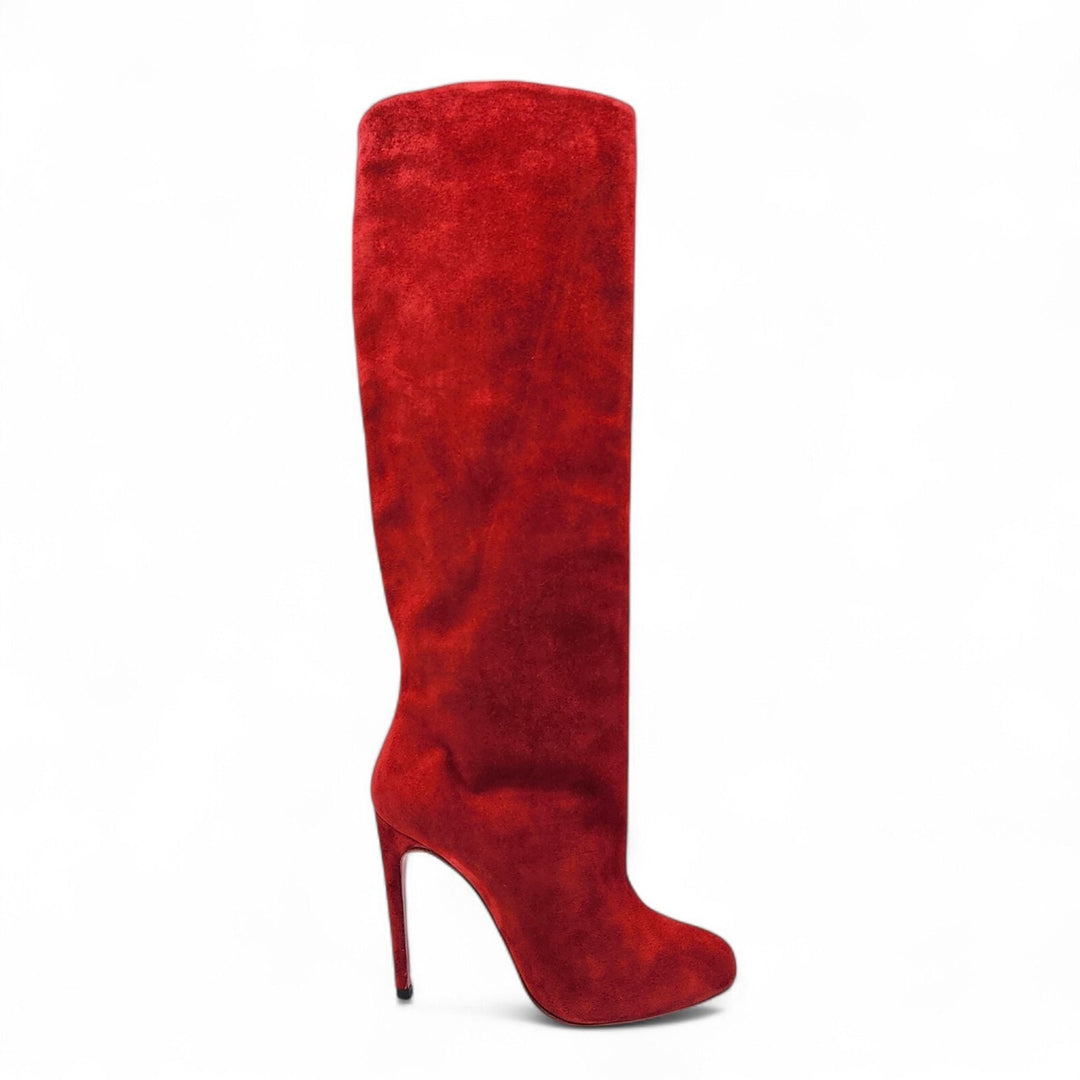 Christian Louboutin Vitish 100 Suede Knee-High Boots Red EU 41.5 US 11