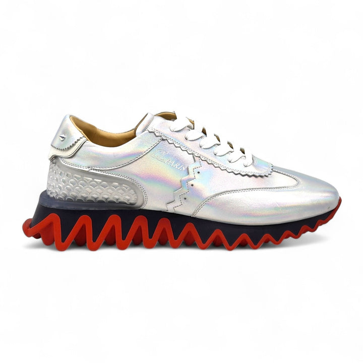 Christian Louboutin Loubishark Low Top Leather Sneakers Silver EU 41 US 8