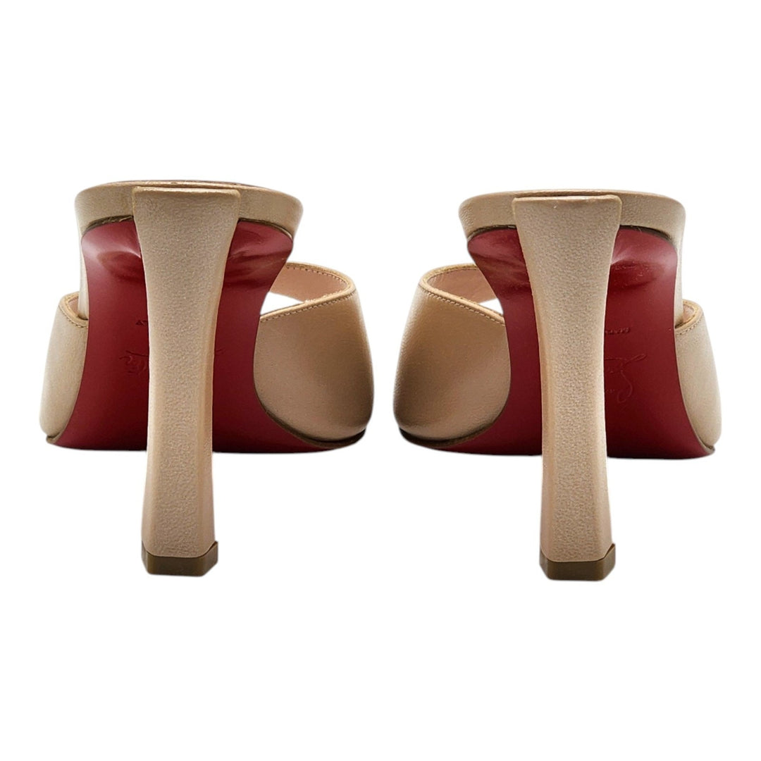Christian Louboutin Condora 85mm Leather Heeled Sandals Mules Beige