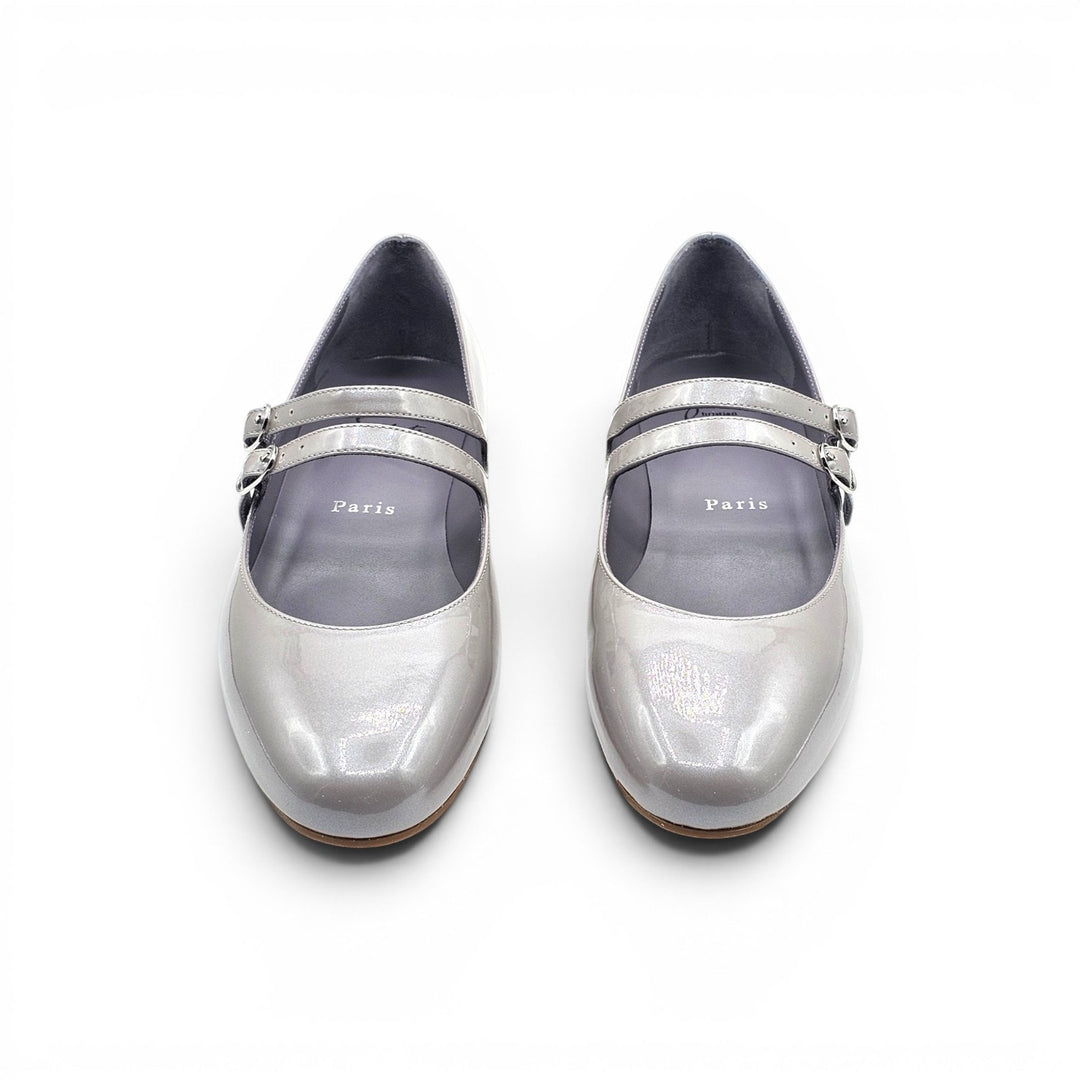 Christian Louboutin Sweet Jane Patent Leather Flats Gray EU 38.5 US 8.5 NWB